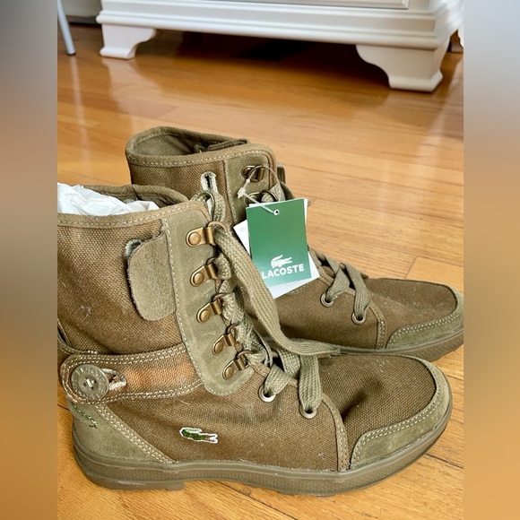 Lacoste green canvas high top sneakers - 6.5 - Picture 2 of 4